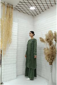 Kadın Bisiklet Yaka Önü Püskül Detaylı Tunik