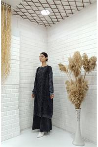 Kadın Bisiklet Yaka Önü Püskül Detaylı Tunik