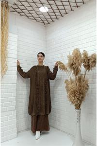 Kadın Bisiklet Yaka Önü Püskül Detaylı Tunik