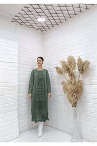 Kadın Bisiklet Yaka Önü ve Etekleri Dantel Detaylı Tunik