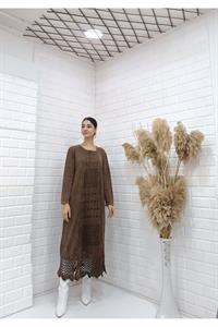 Kadın Bisiklet Yaka Önü ve Etekleri Dantel Detaylı Tunik