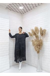 Kadın Bisiklet Yaka Önü ve Etekleri Dantel Detaylı Tunik