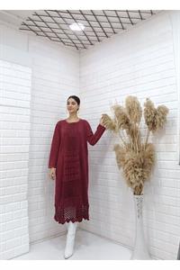 Kadın Bisiklet Yaka Önü ve Etekleri Dantel Detaylı Tunik