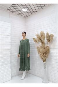 Kadın Bisiklet Yaka Önü ve Etekleri Dantel Detaylı Tunik