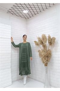 Kadın Bisiklet Yaka Önü ve Etekleri Dantel Detaylı Tunik