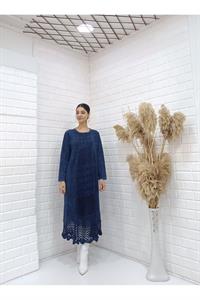 Kadın Bisiklet Yaka Önü ve Etekleri Dantel Detaylı Tunik