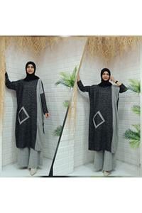 Kadın Bisiklet Yaka Patchwork Tunik