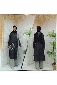 Kadın Bisiklet Yaka Patchwork Tunik