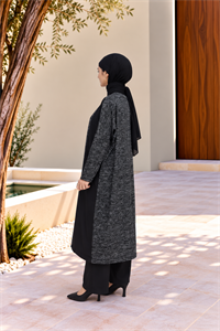 Kadın Bisiklet Yaka Patchwork Tunik Antrasit Siyah