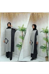 Kadın Bisiklet Yaka Patchwork Tunik