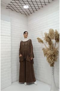 Kadın Bisiklet Yaka Saç Örgülü Torba Cepli Önü Kısa Arkası Uzun Bluz