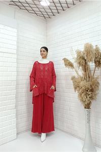 Kadın Bisiklet Yaka Saç Örgülü Torba Cepli Önü Kısa Arkası Uzun Bluz