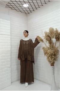 Kadın Bisiklet Yaka Saç Örgülü Torba Cepli Önü Kısa Arkası Uzun Bluz