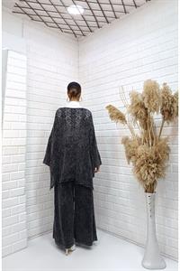 Kadın Bisiklet Yaka Saç Örgülü Torba Cepli Önü Kısa Arkası Uzun Bluz