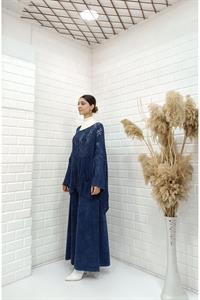 Kadın Bisiklet Yaka Saç Örgülü Torba Cepli Önü Kısa Arkası Uzun Bluz