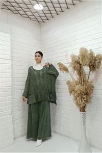 Kadın Bisiklet Yaka Saç Örgülü Torba Cepli Önü Kısa Arkası Uzun Bluz