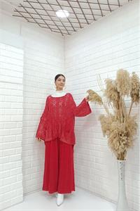 Kadın Bisiklet Yaka Saç Örgülü Torba Cepli Önü Kısa Arkası Uzun Bluz