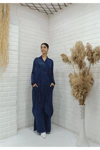 Kadın Çapraz Yaka Önü Kapalı Cepli Tunik