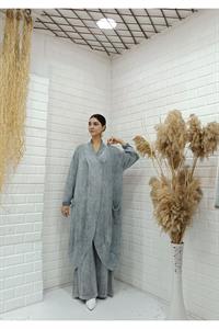 Kadın Çapraz Yaka Önü Kapalı Cepli Tunik