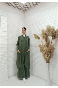 Kadın Çapraz Yaka Önü Kapalı Cepli Tunik