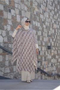 Kadın Degaje Yaka Asimetrik Kesim Yarasa Kol Panço