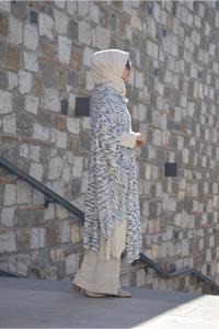 Kadın Degaje Yaka Asimetrik Kesim Yarasa Kol Panço