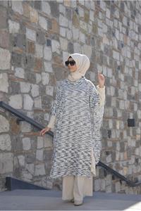 Kadın Degaje Yaka Asimetrik Kesim Yarasa Kol Panço