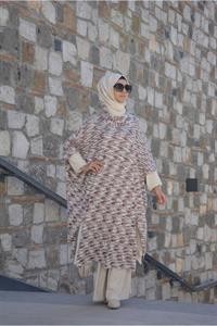 Kadın Degaje Yaka Asimetrik Kesim Yarasa Kol Panço