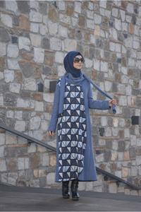 Kadın Degaje Yaka Atlı Ferace