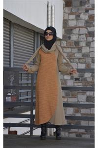 Kadın Degaje Yaka Atlı Ferace