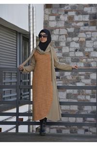 Kadın Degaje Yaka Atlı Ferace