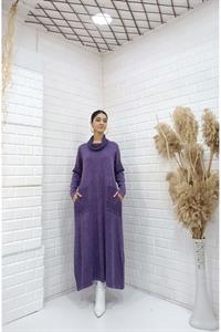 Kadın Degaje Yaka Cepli Elbise