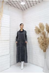 Kadın Degaje Yaka Cepli Elbise