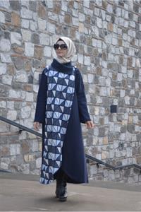 Kadın Degaje Yaka Düğmeli Ferace