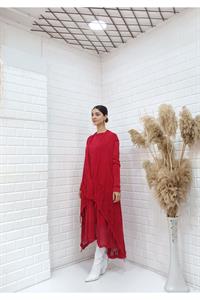 Kadın Etekleri Dantel ve İp Detaylı Cepli Hırka