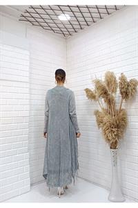 Kadın Etekleri Dantel ve İp Detaylı Cepli Hırka