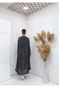 Kadın Etekleri Dantel ve İp Detaylı Cepli Hırka