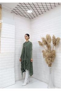 Kadın Etekleri Dantel ve İp Detaylı Cepli Hırka