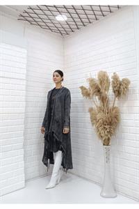 Kadın Etekleri Dantel ve İp Detaylı Cepli Hırka