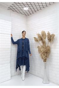 Kadın Etekleri Dantel ve İp Detaylı Cepli Hırka