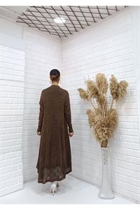 Kadın Etekleri Dantel ve İp Detaylı Cepli Hırka