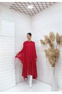 Kadın Etekleri Dantel ve İp Detaylı Cepli Hırka