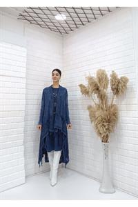 Kadın Etekleri Dantel ve İp Detaylı Cepli Hırka