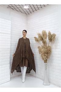 Kadın Etekleri Dantel ve İp Detaylı Cepli Hırka