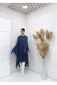 Kadın Etekleri Dantel ve İp Detaylı Cepli Hırka