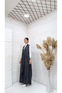 Kadın Etekleri ve Boyunu İp Detaylı Yelek