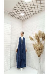 Kadın Etekleri ve Boyunu İp Detaylı Yelek