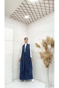 Kadın Etekleri ve Boyunu İp Detaylı Yelek