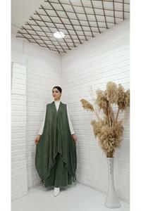 Kadın Etekleri ve Boyunu İp Detaylı Yelek