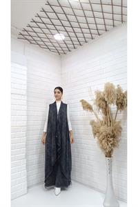 Kadın Etekleri ve Boyunu İp Detaylı Yelek